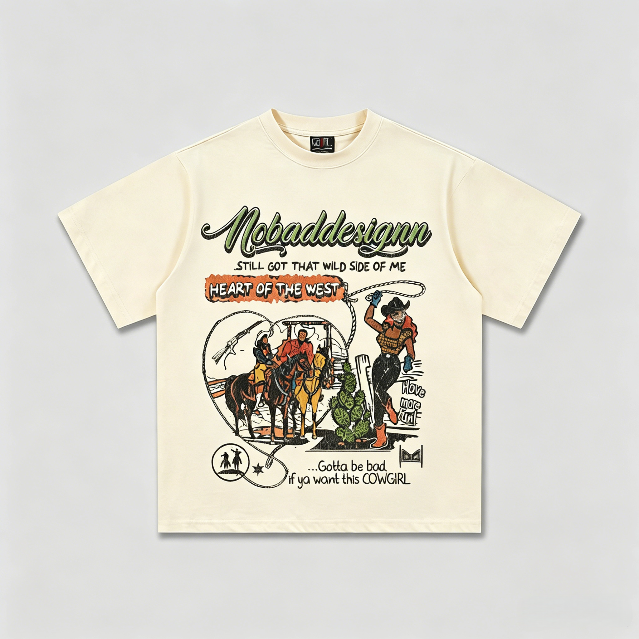 Retro "Heart of the West" Cowboy Oversized Streetwear Graphic Tee - Image 4