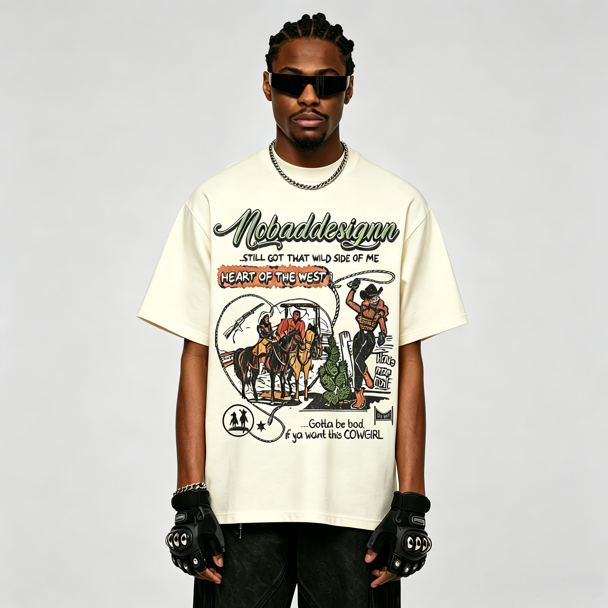 Retro "Heart of the West" Cowboy Oversized Streetwear Graphic Tee
