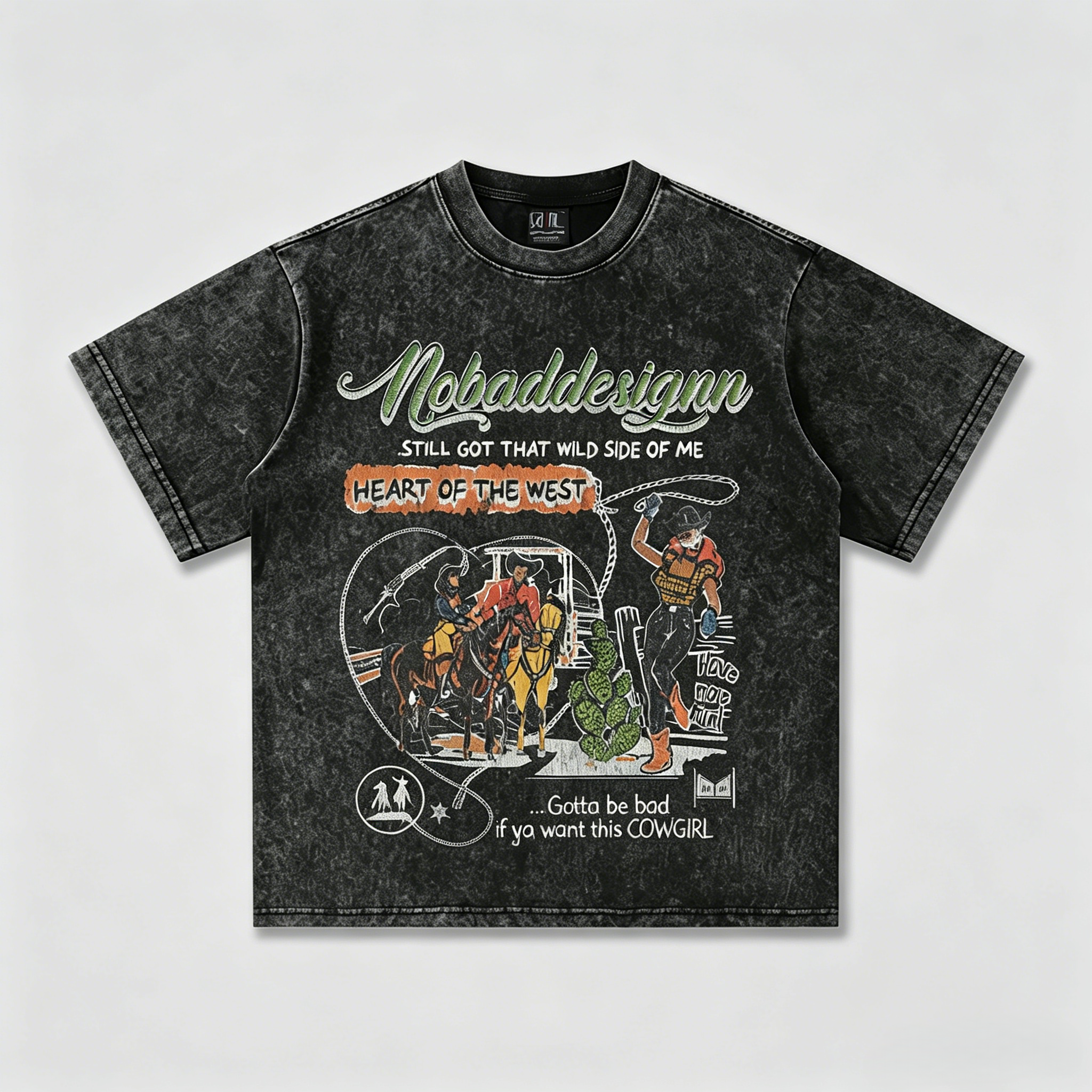 Retro "Heart of the West" Cowboy Oversized Streetwear Graphic Tee - Image 3