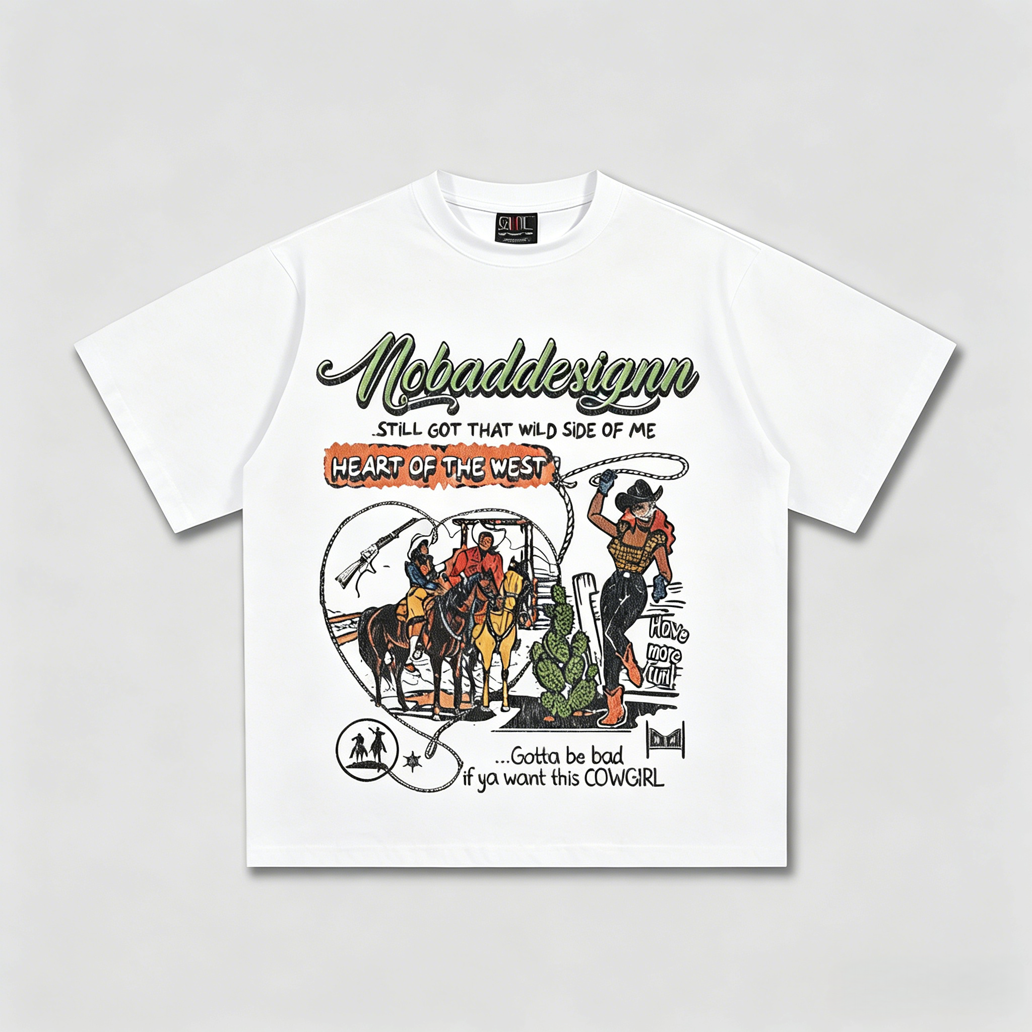 Retro "Heart of the West" Cowboy Oversized Streetwear Graphic Tee - Image 5
