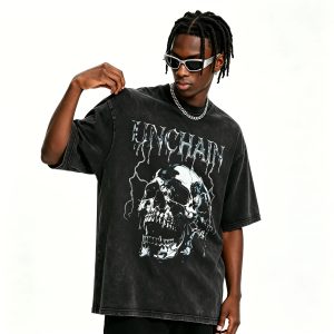 Skull Vintage Washed Oversized Streetwear Graphic Tee