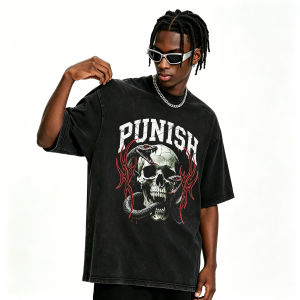 Skull & Snake Vintage Washed Oversized Streetwear Graphic Tee